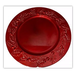 A Perfect Table Red Holly Berry Embossed Charger